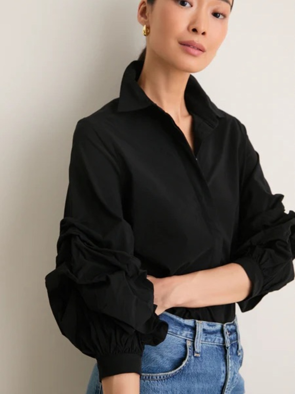 Pomander Place • Tuckernuck Black Ruffle Alessia Button Down Blouse